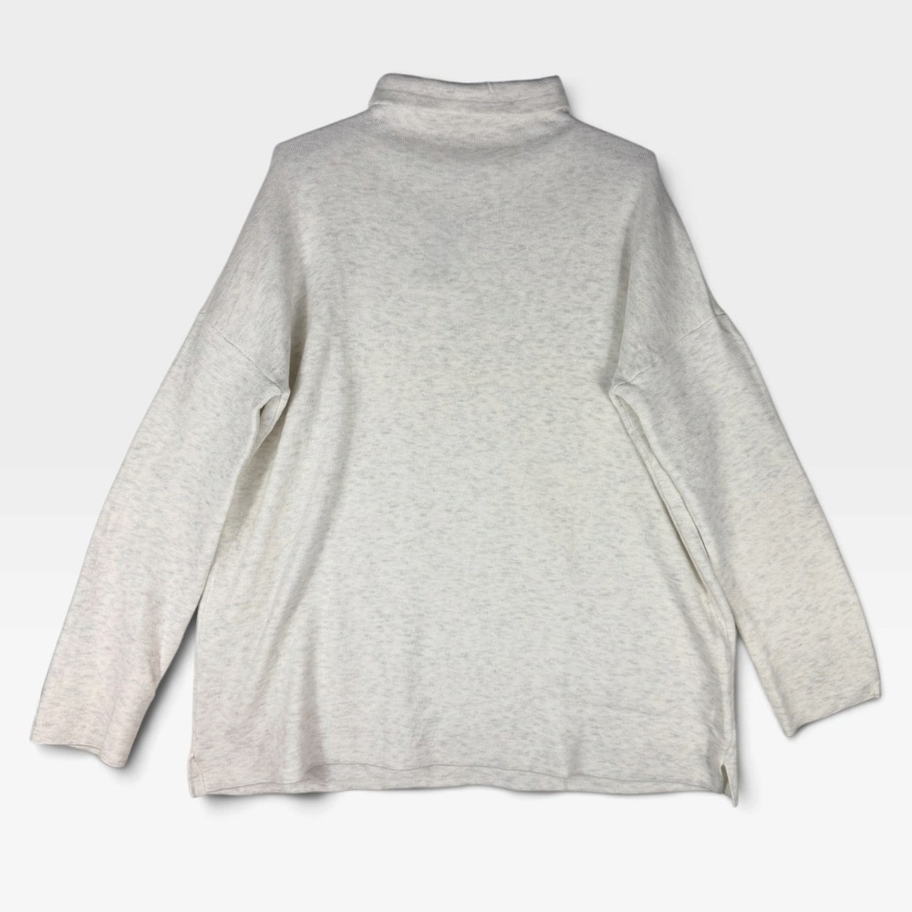 J. Jill Mock Neck Sweater Tall M Pearl White Heather Cotton Blend NWT